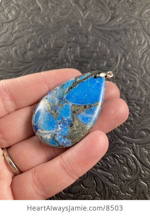 Pyrite and Blue Turquoise Crystal Stone Jewelry Pendant - #fcTsFKUoPH4-2