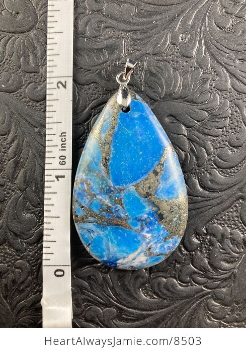 Pyrite and Blue Turquoise Crystal Stone Jewelry Pendant - #fcTsFKUoPH4-5