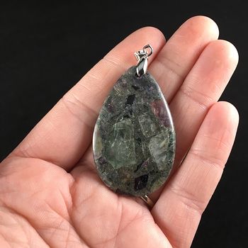 Pyrite and Chunks of Purple and Green Fluorite Stone Pendant #KtUvgiuUuBY