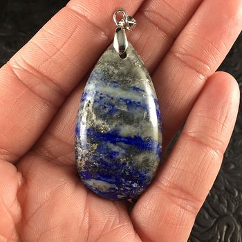 Pyrite Flecked Blue and White Lapis Lazuli Stone Jewelry Pendant #UdEx22tqn2E