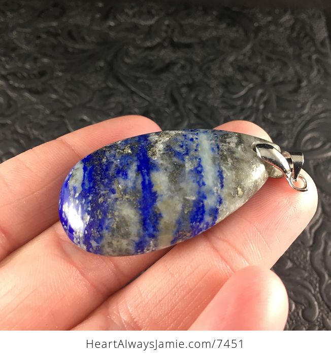 Pyrite Flecked Blue and White Lapis Lazuli Stone Jewelry Pendant - #UdEx22tqn2E-4