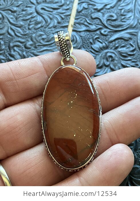 Pyrite in Red Jasper Stone Jewelry Crystal Pendant - #KsNg5QidL7c-2