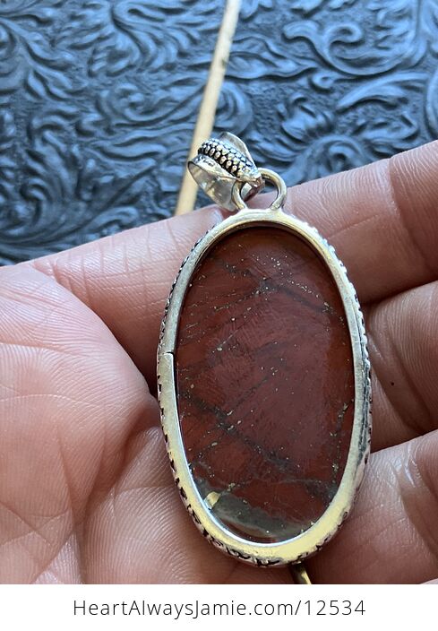 Pyrite in Red Jasper Stone Jewelry Crystal Pendant - #KsNg5QidL7c-5