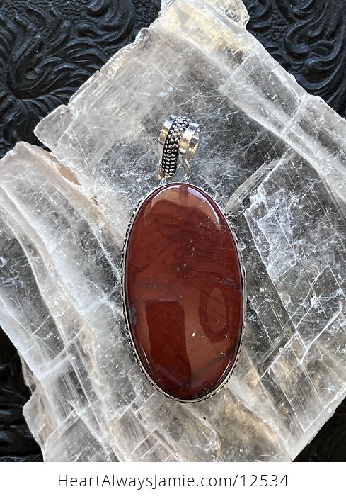 Pyrite in Red Jasper Stone Jewelry Crystal Pendant - #KsNg5QidL7c-1