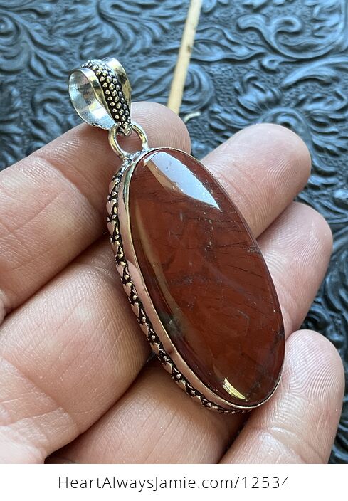 Pyrite in Red Jasper Stone Jewelry Crystal Pendant - #KsNg5QidL7c-3