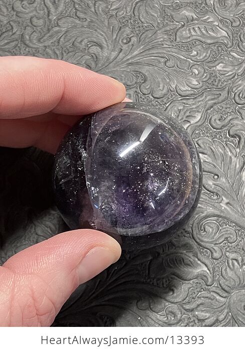 Pyrite Included Purple Fluorite Crystal Sphere - #r9PcNqfxfjo-2