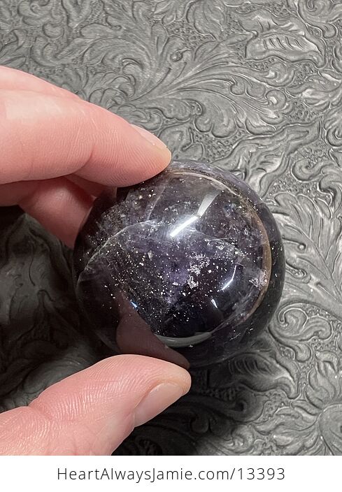 Pyrite Included Purple Fluorite Crystal Sphere - #r9PcNqfxfjo-8