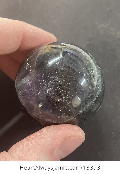 Pyrite Included Purple Fluorite Crystal Sphere - #r9PcNqfxfjo-10