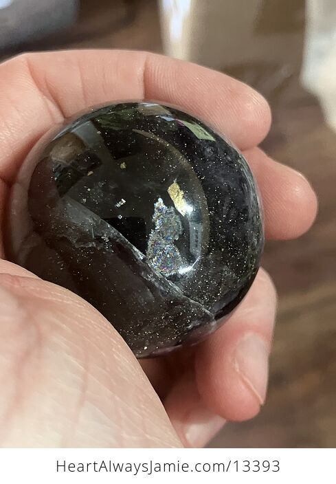 Pyrite Included Purple Fluorite Crystal Sphere - #r9PcNqfxfjo-11