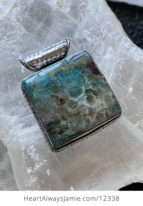 Quantum Quatrro Chrysocolla Quartz Stone Crystal Jewelry Pendant - #XvAlMilCLss-4