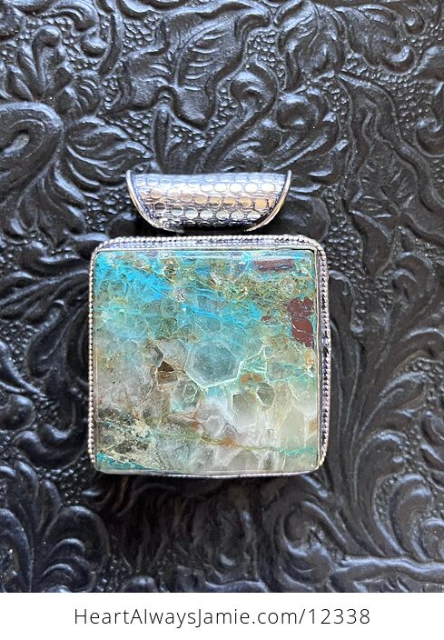 Quantum Quatrro Chrysocolla Quartz Stone Crystal Jewelry Pendant - #XvAlMilCLss-8