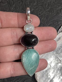 Rainbow Moonstone Amethyst Amazonite Crystal Gemstone Jewelry Pendant #FO4R9awI7UU