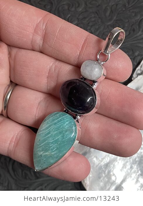 Rainbow Moonstone Amethyst Amazonite Crystal Gemstone Jewelry Pendant - #FO4R9awI7UU-3