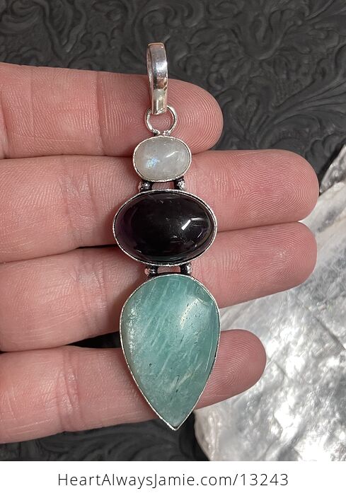 Rainbow Moonstone Amethyst Amazonite Crystal Gemstone Jewelry Pendant - #FO4R9awI7UU-1