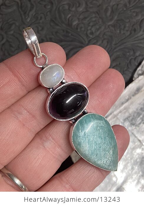 Rainbow Moonstone Amethyst Amazonite Crystal Gemstone Jewelry Pendant - #FO4R9awI7UU-2