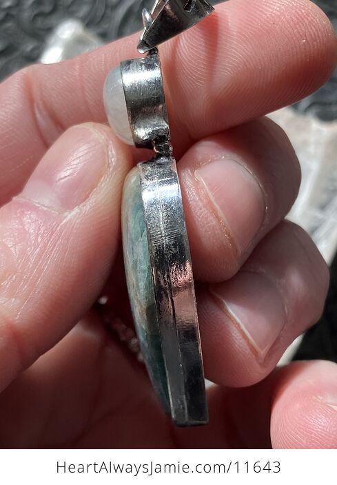 Rainbow Moonstone and Amazonite Crystal Stone Jewelry Pendant - #9vo2pnDeDxA-7