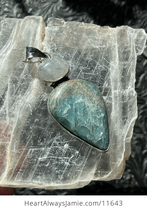 Rainbow Moonstone and Amazonite Crystal Stone Jewelry Pendant - #9vo2pnDeDxA-4