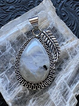 Rainbow Moonstone and Fern Pendant Stone Crystal Jewelry #OVqrzQqQEC0