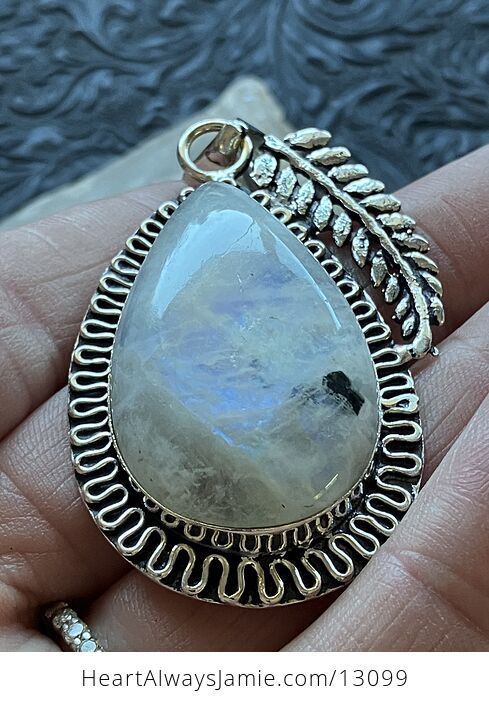 Rainbow Moonstone and Fern Pendant Stone Crystal Jewelry - #OVqrzQqQEC0-8