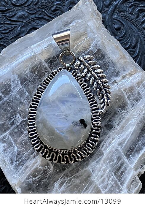 Rainbow Moonstone and Fern Pendant Stone Crystal Jewelry - #OVqrzQqQEC0-2