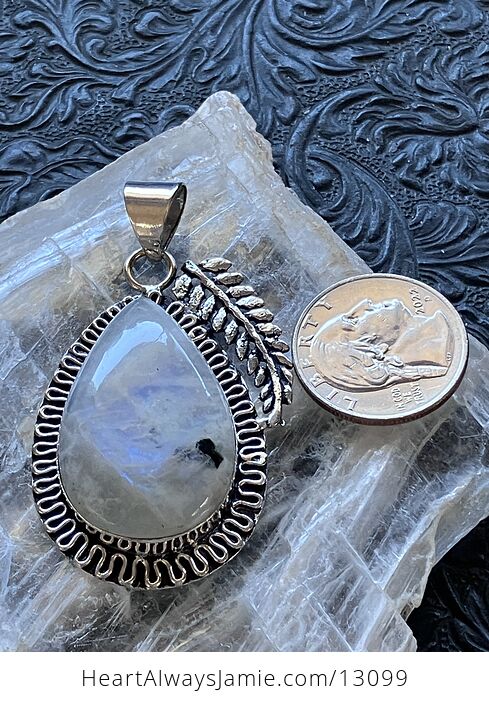 Rainbow Moonstone and Fern Pendant Stone Crystal Jewelry - #OVqrzQqQEC0-6