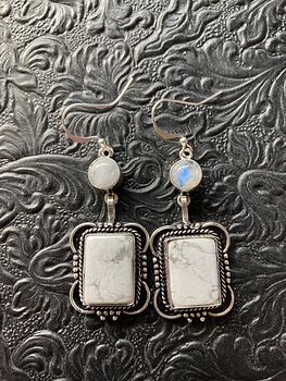 Rainbow Moonstone and Howlite Stone Jewelry Earrings #4kQLNcHJqjQ