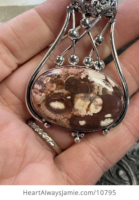 Rainbow Moonstone and Mexican Birds Eye Jasper Gemstone Jewelry Crystal Fidget Pendant - #6pysgLYTOfU-5