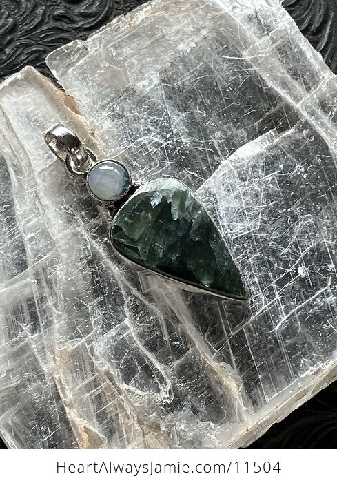 Rainbow Moonstone and Seraphinite Stone Jewelry Crystal Pendant - #ZAN14VKuveQ-7