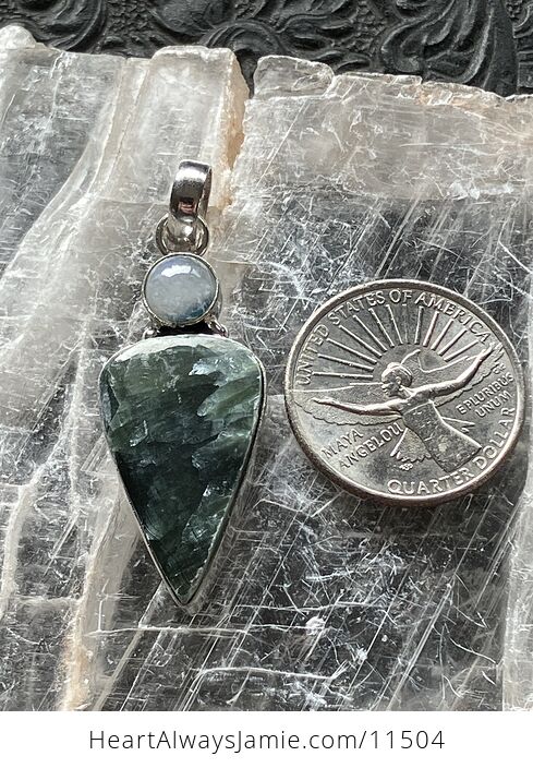 Rainbow Moonstone and Seraphinite Stone Jewelry Crystal Pendant - #ZAN14VKuveQ-6