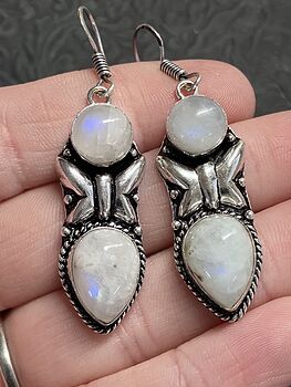 Rainbow Moonstone Butterfly Earrings Crystal Stone Jewelry #1X49msRHYiE