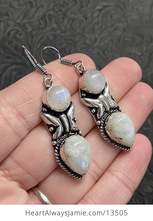 Rainbow Moonstone Butterfly Earrings Crystal Stone Jewelry - #1X49msRHYiE-3