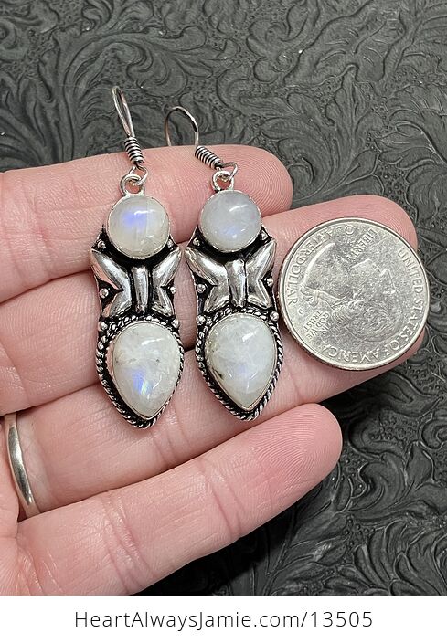 Rainbow Moonstone Butterfly Earrings Crystal Stone Jewelry - #1X49msRHYiE-6