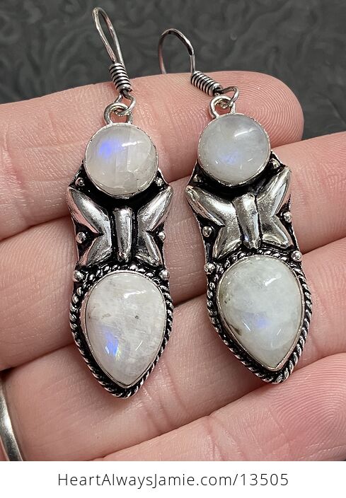 Rainbow Moonstone Butterfly Earrings Crystal Stone Jewelry - #1X49msRHYiE-1