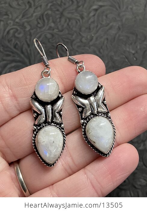 Rainbow Moonstone Butterfly Earrings Crystal Stone Jewelry - #1X49msRHYiE-2