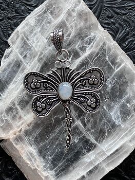 Rainbow Moonstone Dragonfly Pendant Stone Jewelry Crystal #b3Va5duoqcM