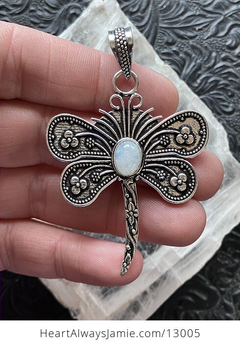 Rainbow Moonstone Dragonfly Pendant Stone Jewelry Crystal - #b3Va5duoqcM-2