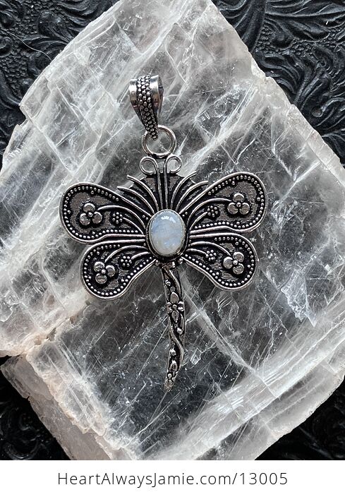 Rainbow Moonstone Dragonfly Pendant Stone Jewelry Crystal - #b3Va5duoqcM-1