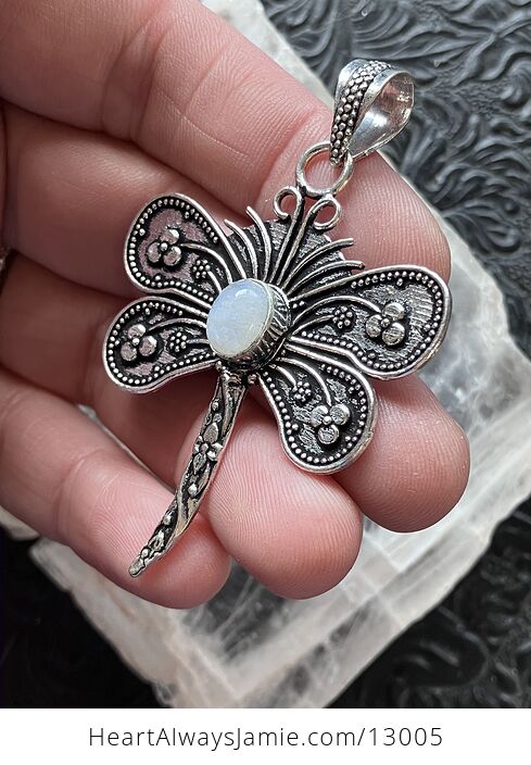 Rainbow Moonstone Dragonfly Pendant Stone Jewelry Crystal - #b3Va5duoqcM-4