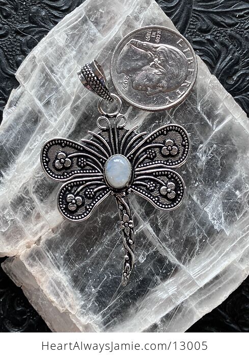 Rainbow Moonstone Dragonfly Pendant Stone Jewelry Crystal - #b3Va5duoqcM-6