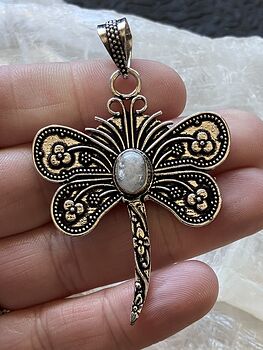 Rainbow Moonstone Dragonfly Stone Jewelry Crystal Pendant #97aagzxkmds