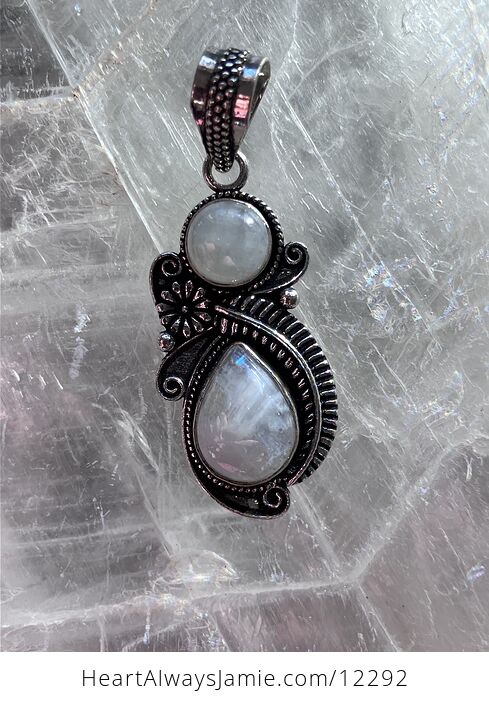 Rainbow Moonstone Gemstone Crystal Jewelry Floral Pendant - #RRt2qT1dxwo-4