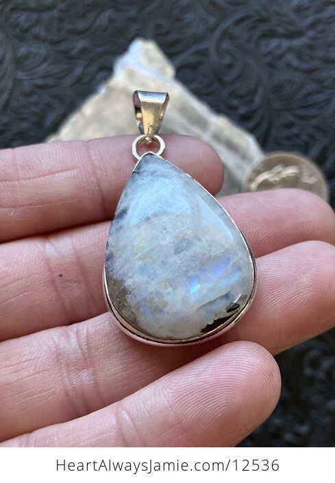 Rainbow Moonstone Gemstone Crystal Jewelry Pendant - #Dv8YQl61cZ0-5