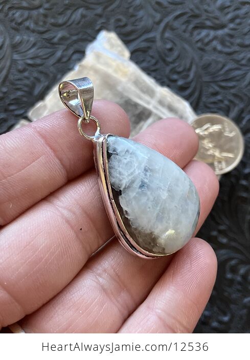 Rainbow Moonstone Gemstone Crystal Jewelry Pendant - #Dv8YQl61cZ0-8