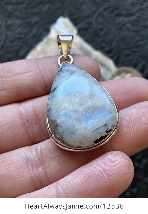 Rainbow Moonstone Gemstone Crystal Jewelry Pendant - #Dv8YQl61cZ0-6