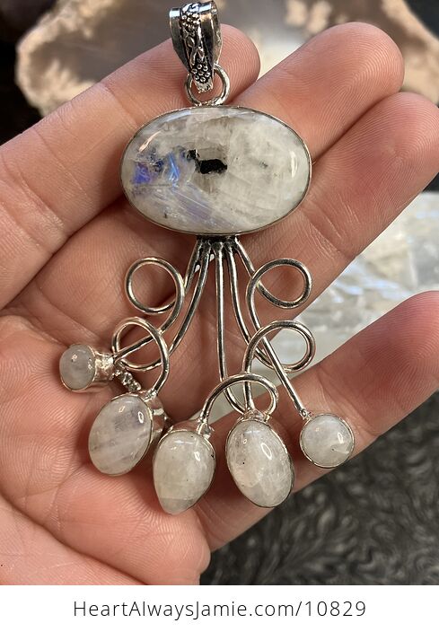 Rainbow Moonstone Gemstone Crystal Jewelry Swirl Pendant - #qfS1zyyrZV8-5