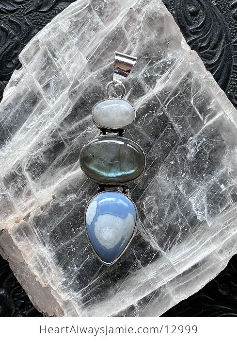 Rainbow Moonstone Labradorite and Blue Opal Pendant Stone Crystal Jewelry - #HLmFLpugKTw-2