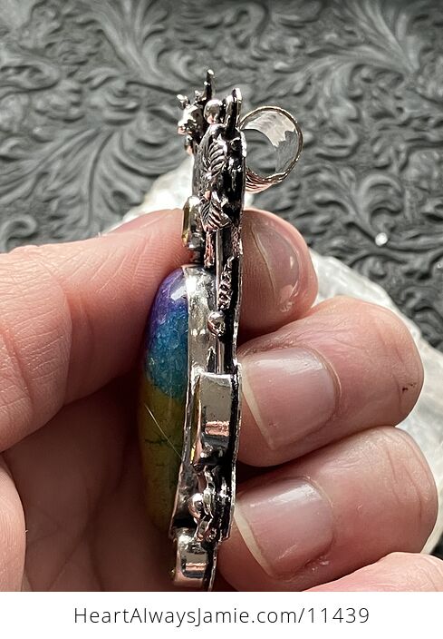 Rainbow Quartz and Citrine Deer Crystal Stone Jewelry Pendant - #QZSXMWWyQqw-5