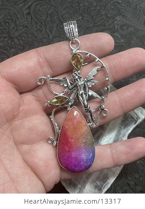 Rainbow Quartz and Citrine Stone Fairy Crystal Jewelry Pendant - #lVMQBQ0L1tc-1