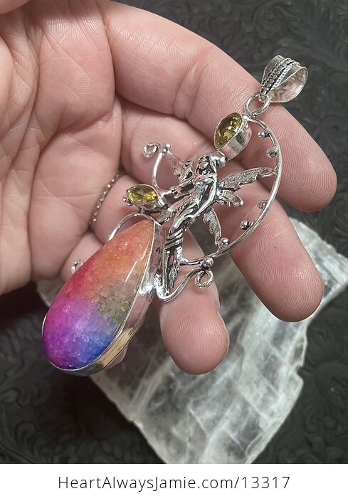 Rainbow Quartz and Citrine Stone Fairy Crystal Jewelry Pendant - #lVMQBQ0L1tc-3