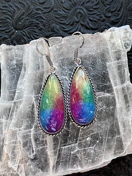 Rainbow Quartz Crystal Stone Jewelry Earrings #6OZh3QT2Ss8